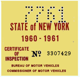 (image for) 1960-61 New York INSPECTION Sticker